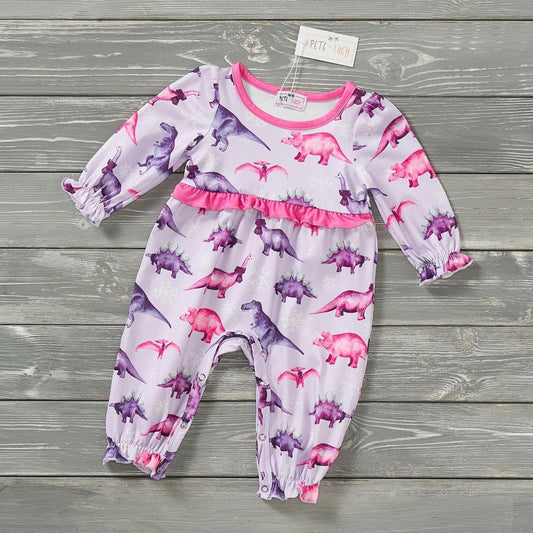 Snowy Dinos - Girl Infant Romper